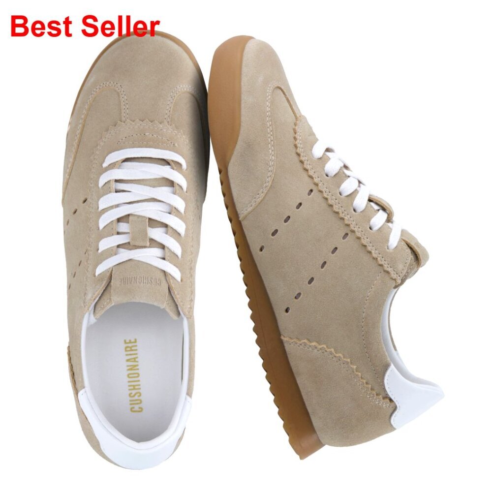 Genuine Leather Lace-Up Sneakers with Cushioned Arch Support